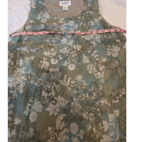 Kari New York Women's 2PC Floral Dress Suit Set Size 16 Blue Green Career - Picture 3 of 9